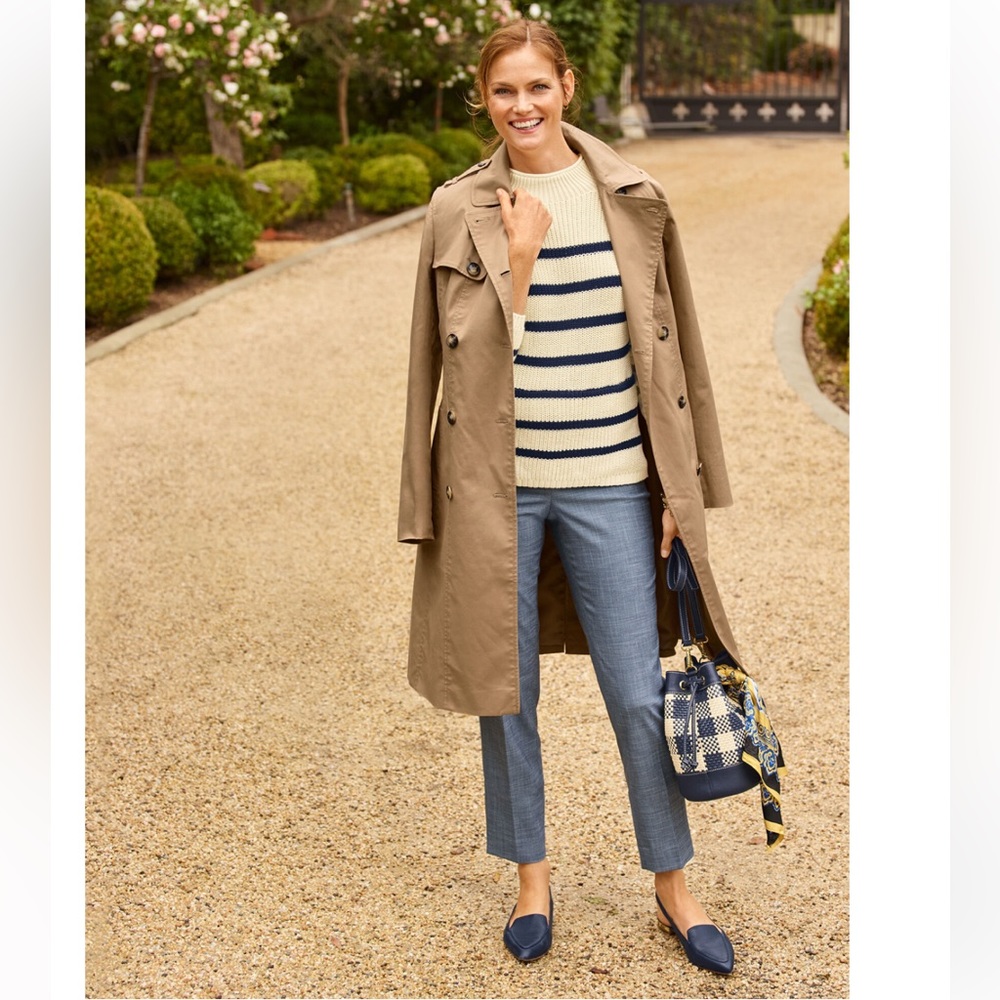 NWT Talbots Double Breasted Trench Coat, Size Small Petite